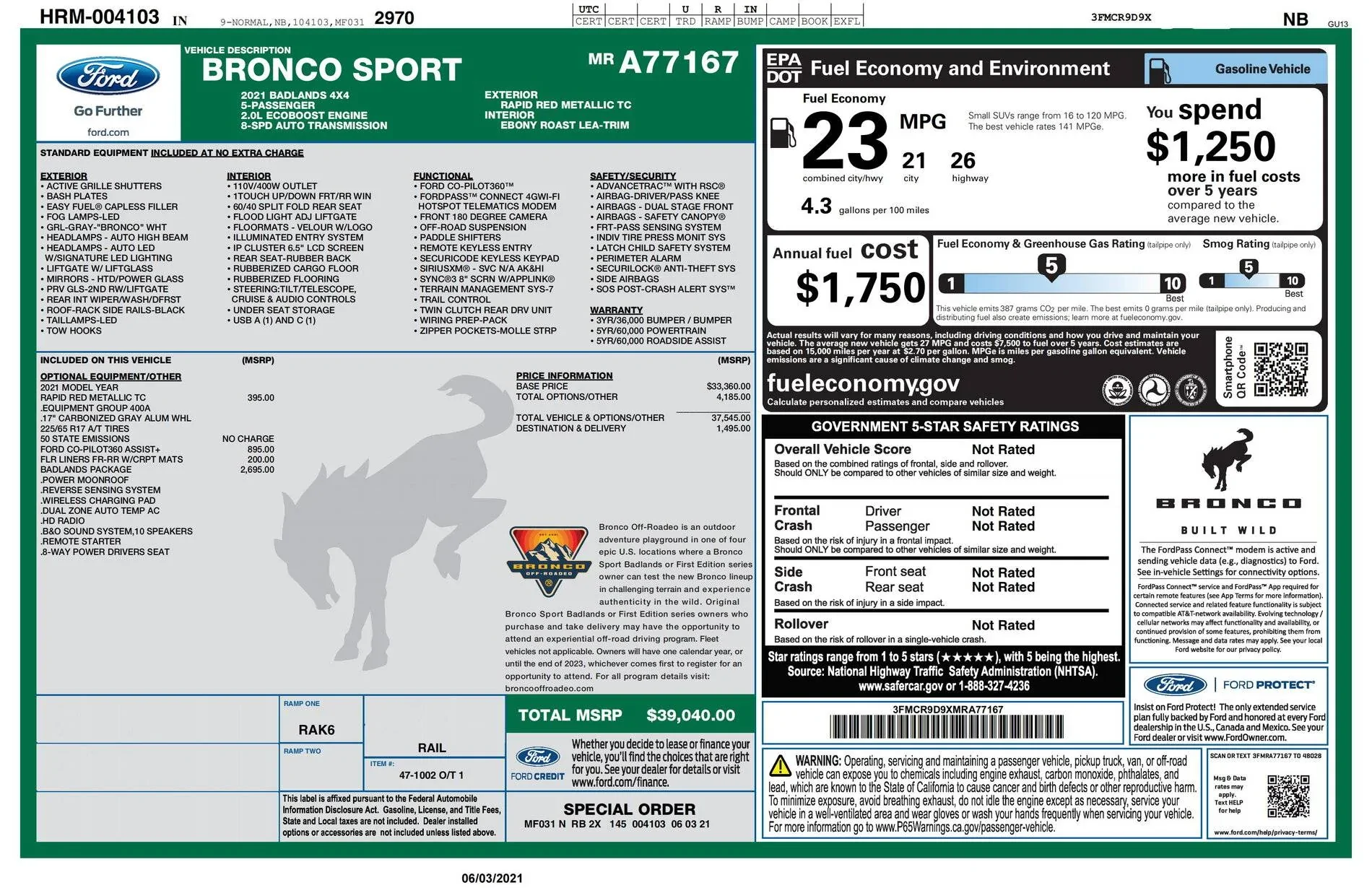 Ford Bronco Sport Ford doubling Incentives on orders going back to April 1st. WTF?! windowsticker_01