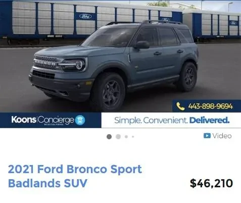 Ford Bronco Sport Several New Ford Models Selling For More Than MSRP Koons Badlands