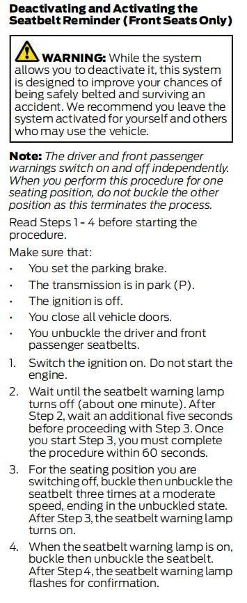 Ford Bronco Sport Unbuckling Seat Belt Muting Radio seatbelt_warnin