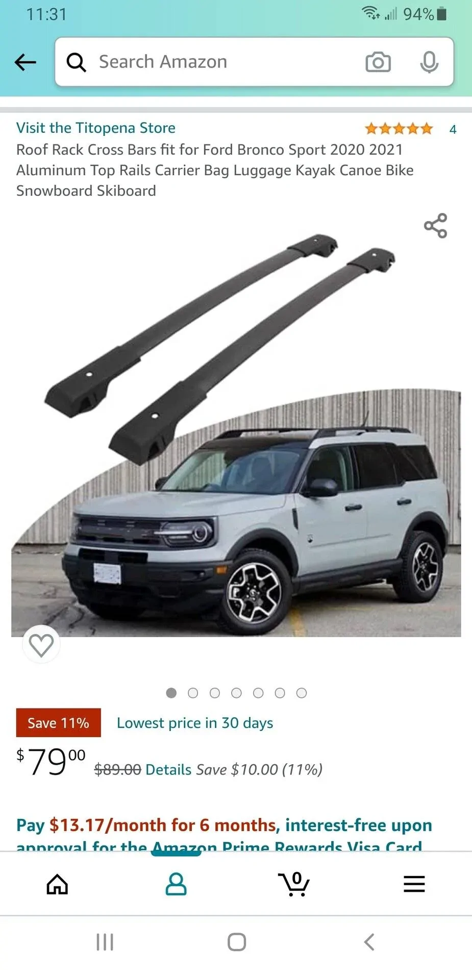 Ford Bronco Sport Post your crossbar/basket/rack combo photos! Screenshot_20210728-113111_Amazon Shopping