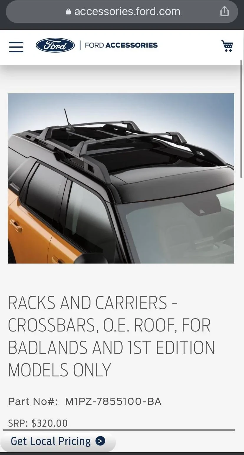 Ford Bronco Sport Badlands/FE Roof Rails $200.00 F0FCEB31-B8FD-4476-8DE6-EB85F6BA8E0E