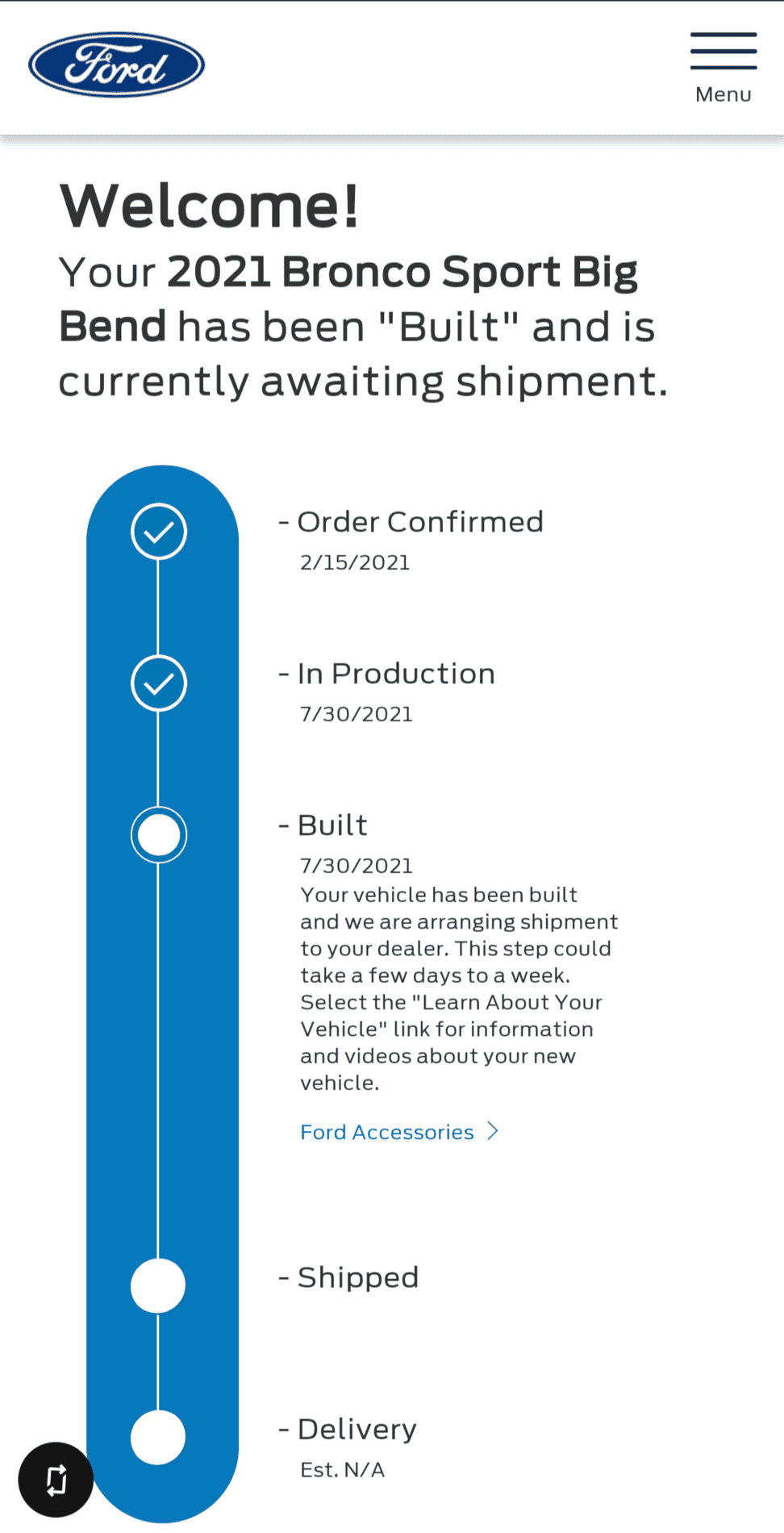 Ford Bronco Sport Waiting room BS BB with BB pkg Built