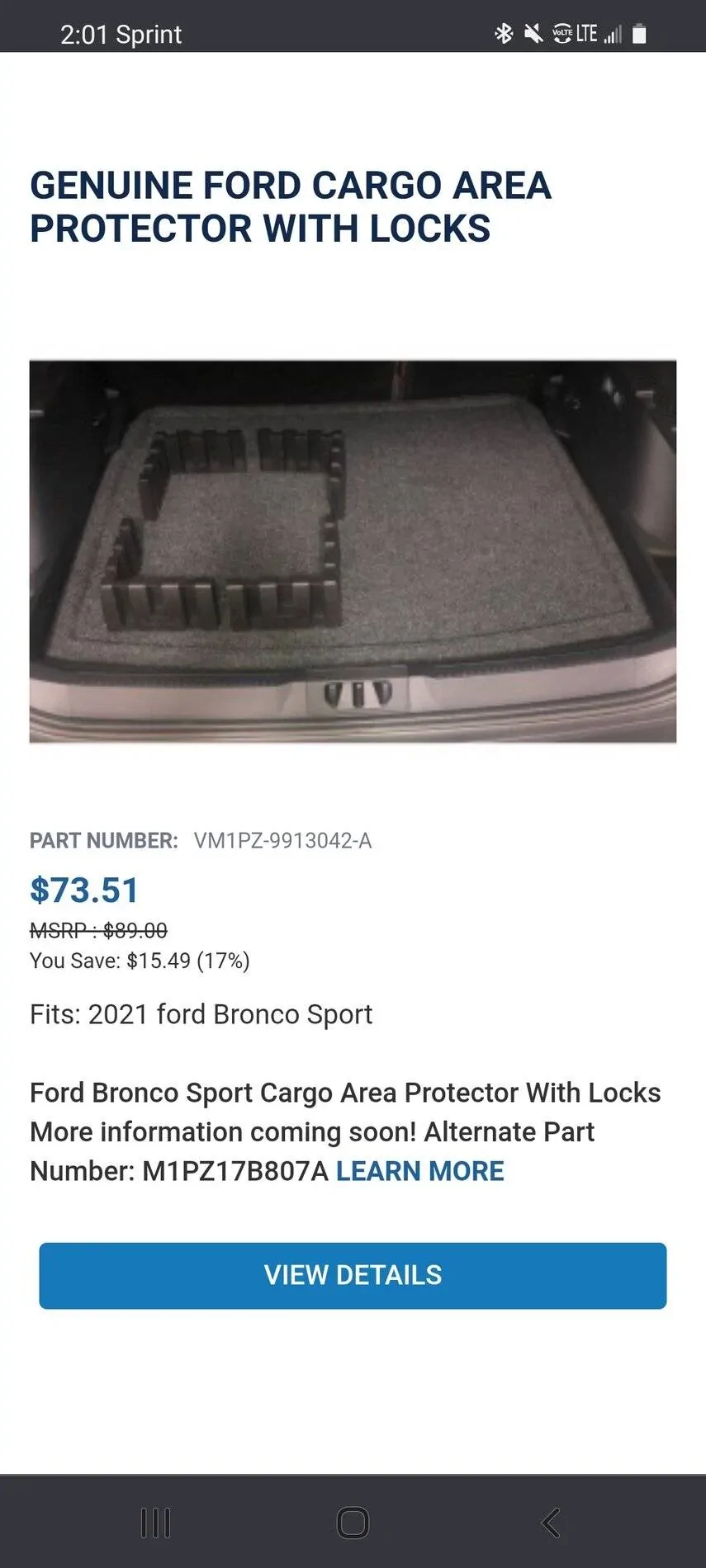 Ford Bronco Sport Recommendations on a cargo net for Base Bronco Sport? Screenshot_20210801-140115_Chrom