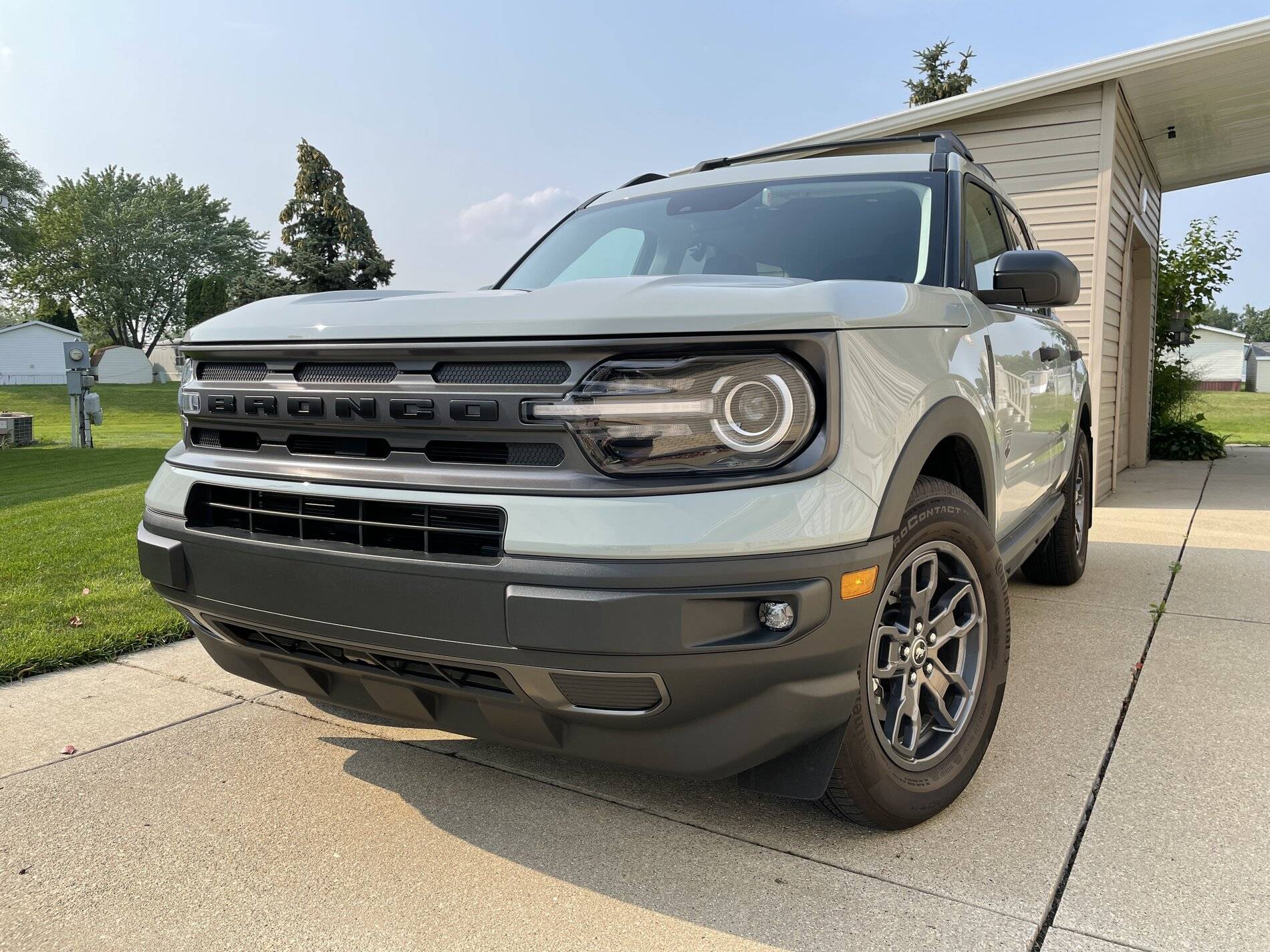 Ford Bronco Sport White Big Bend model has almost invisible BRONCO SPORT logo on rear hatch door.  A can of Matte Black Plasti Dip really dresses it up nicely. 5C8DA05B-382E-44E5-B8F5-256F94CB4B28