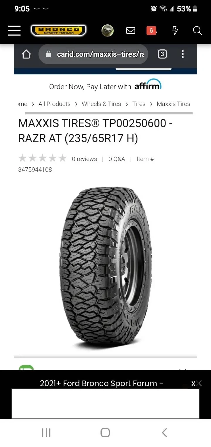 Ford Bronco Sport Looking for a great AT tire for my BL.... Screenshot_20210920-210547_Chrom