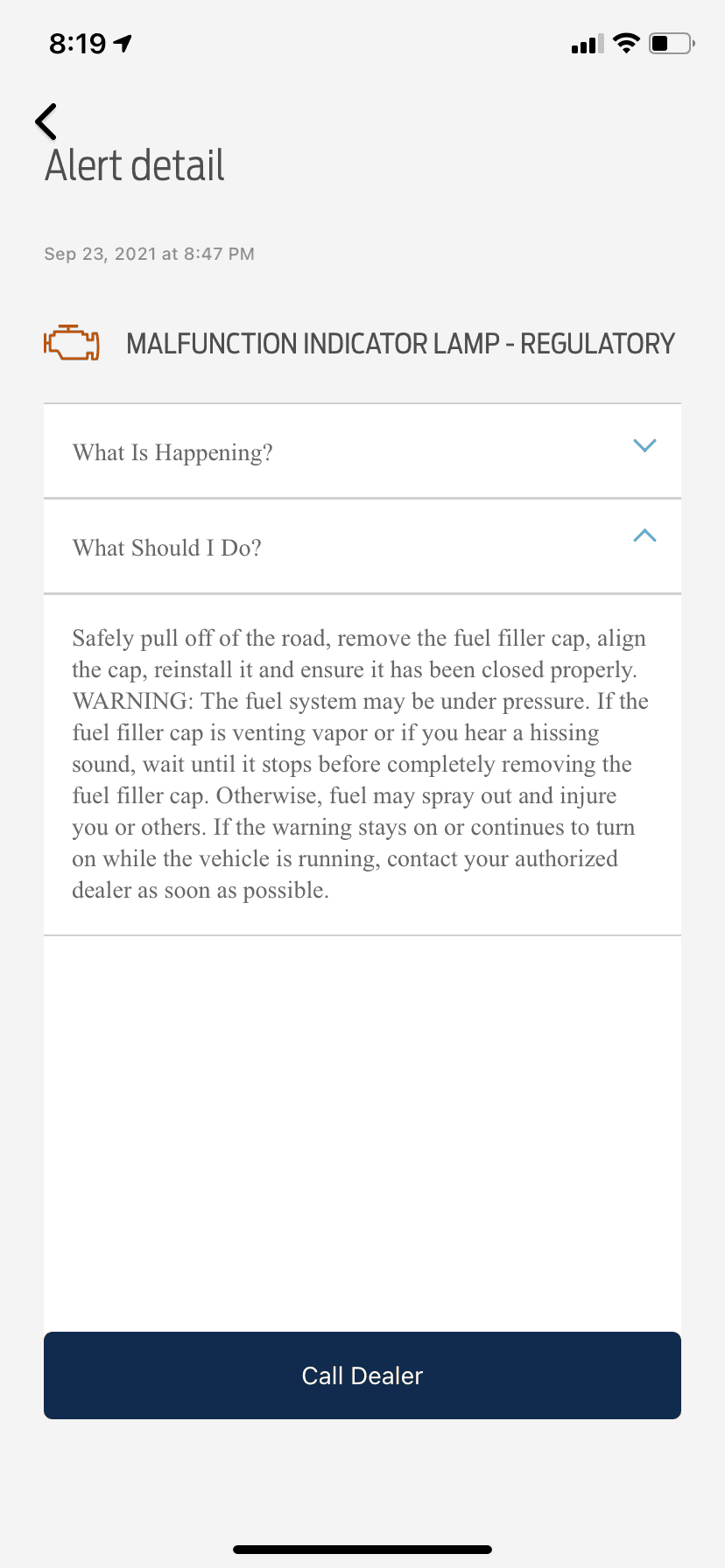 Ford Bronco Sport Fuel system error F58A9EAF-FF10-4056-9455-F5E4085421F0