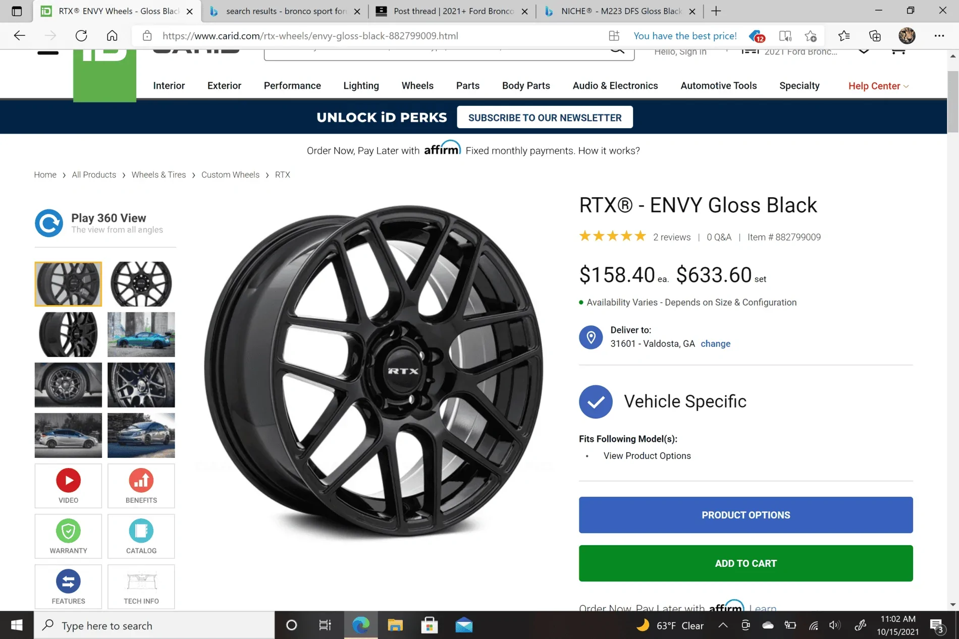 Ford Bronco Sport Wheel selection between Niche M223 DFS gloss black vs RTX Envy Gloss black Screenshot (22)