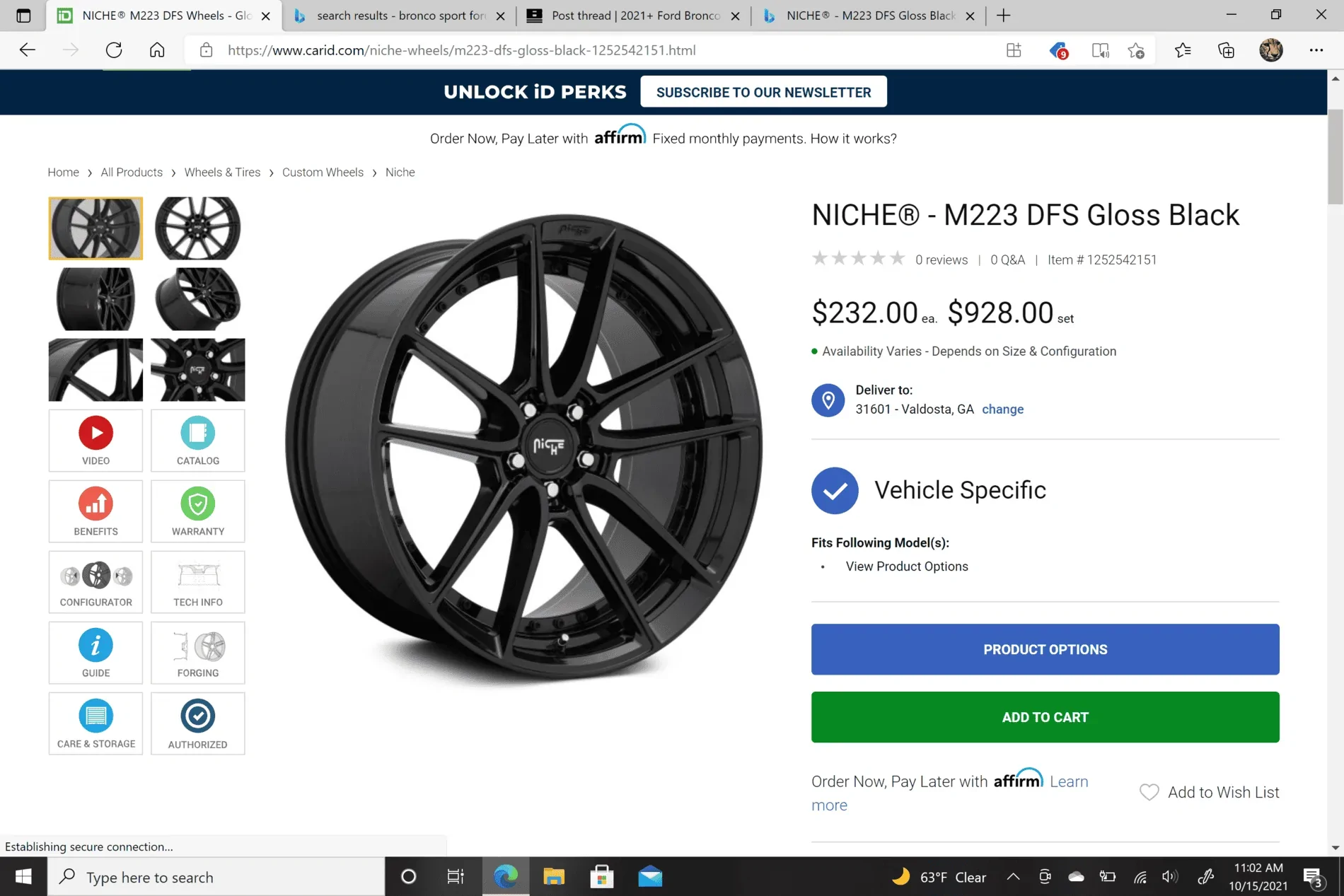 Ford Bronco Sport Wheel selection between Niche M223 DFS gloss black vs RTX Envy Gloss black Screenshot (23)