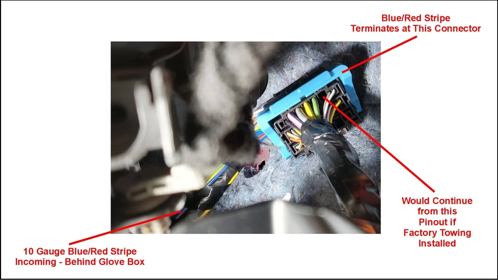 Ford Bronco Sport Trailer Wiring Install for Bronco Sport Using Factory Power Circuit (Part Two – Installation) Connector Behind Glove Box Wiring 1