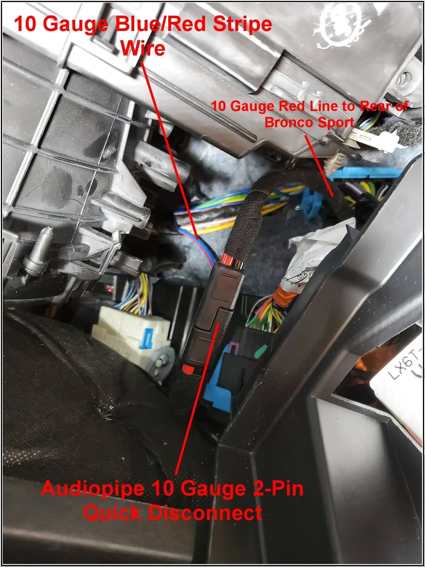 Ford Bronco Sport Trailer Wiring Install for Bronco Sport Using Factory Power Circuit (Part Two – Installation) Connector Behind Glove Box Wiring 2