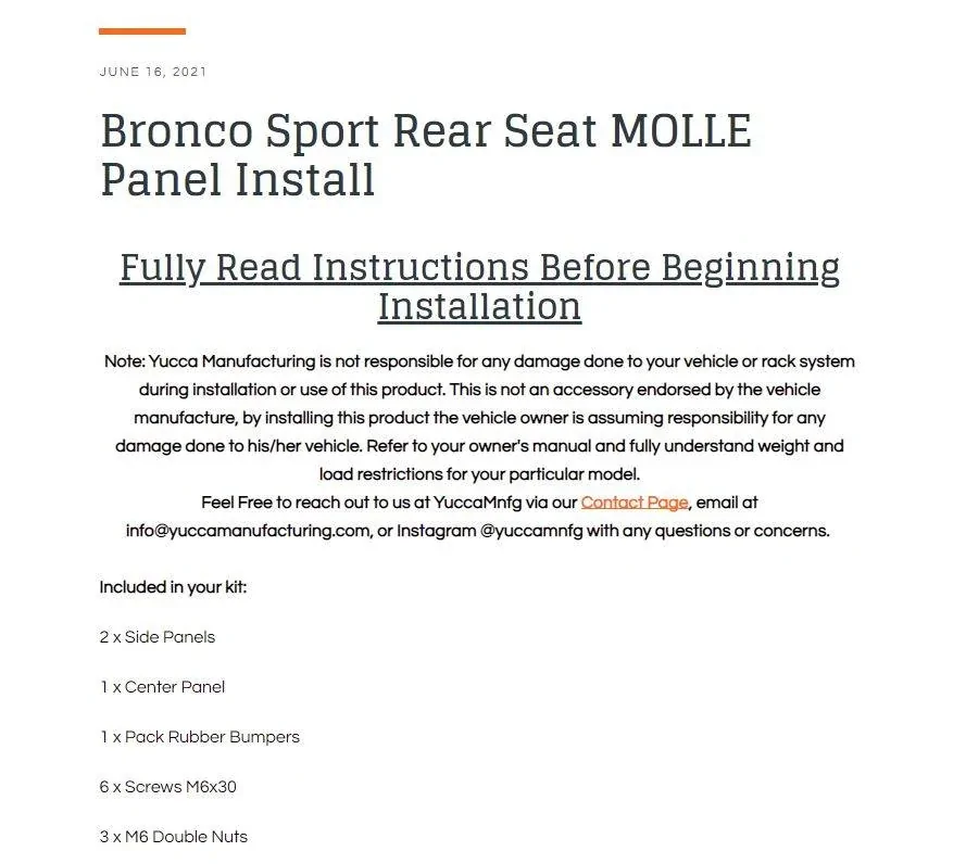 Ford Bronco Sport Rear seat / trunk grid based mount system Captur