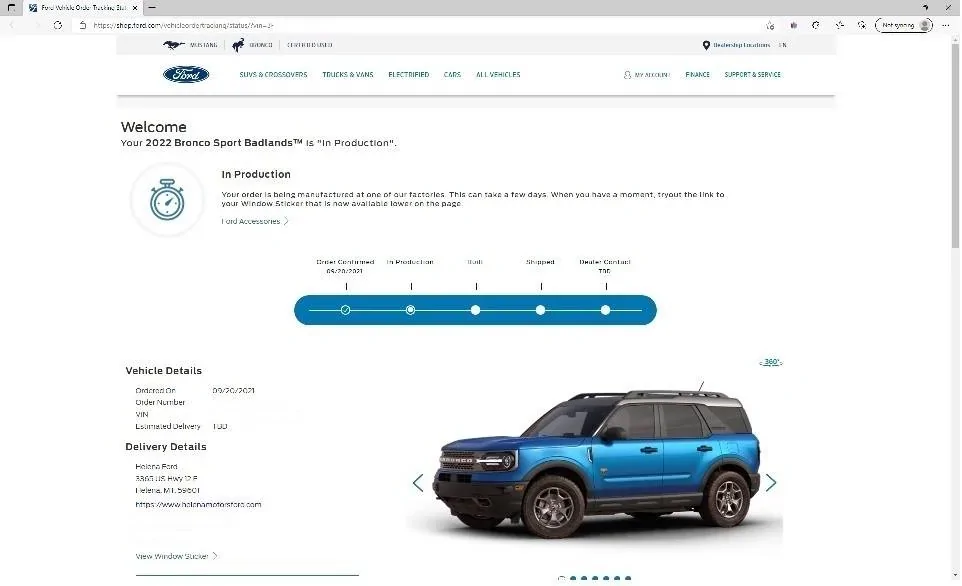 Ford Bronco Sport Weekly Roll Call on Production (Week of 1/03/2021) BS production