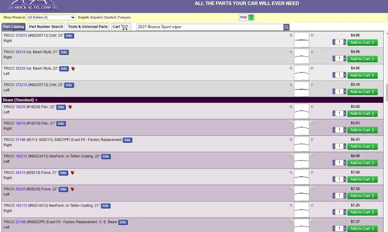 Ford Bronco Sport Wiper Blade Size? Captur