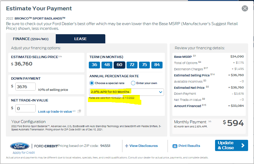 Ford Bronco Sport 2022 Bronco Sport financing 1639180599743