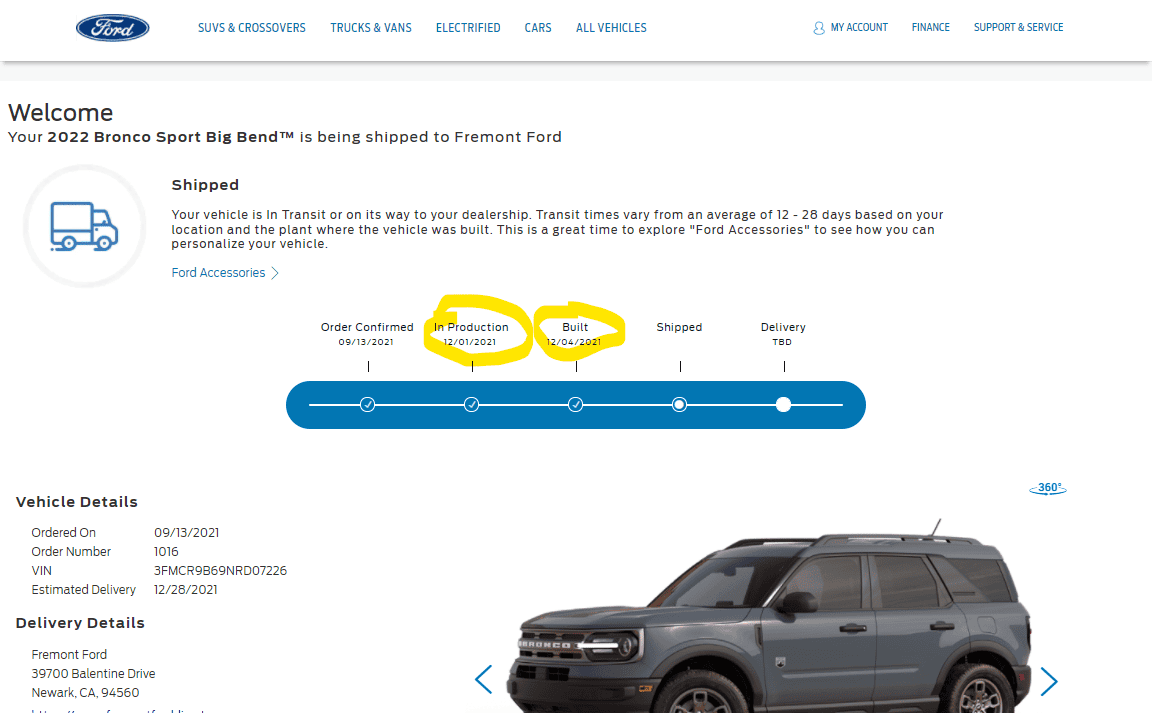 Ford Bronco Sport Weekly Roll Call on Production (Week of 1/03/2021) 1639503134741