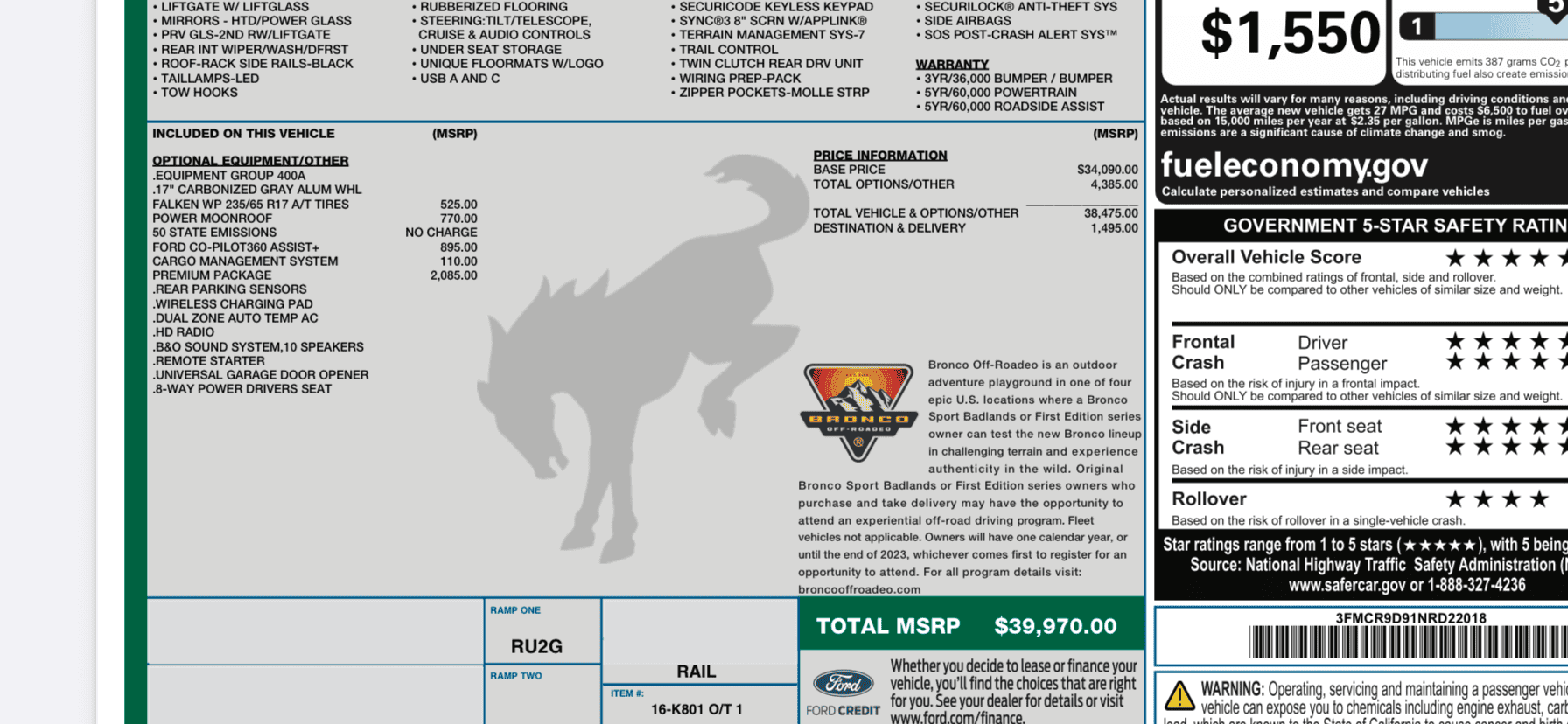 Ford Bronco Sport 2022 Bronco Sport Badlands Factory Invoice Price 34121251-9E2A-4633-BD29-8079C137BC57