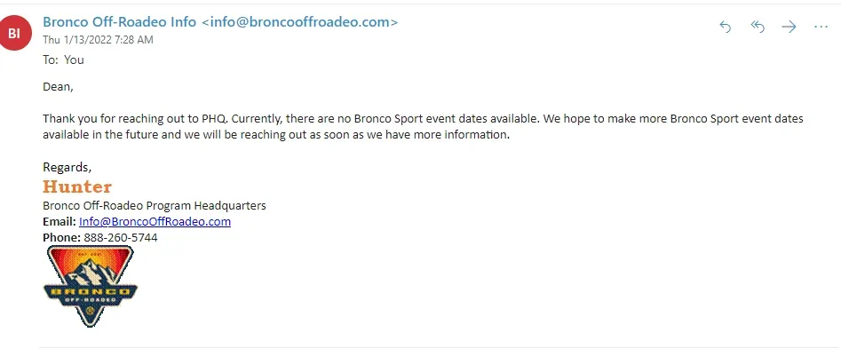 Ford Bronco Sport Anyone planning on going to one of the Bronco Off-Roadeo events? 1642088527428