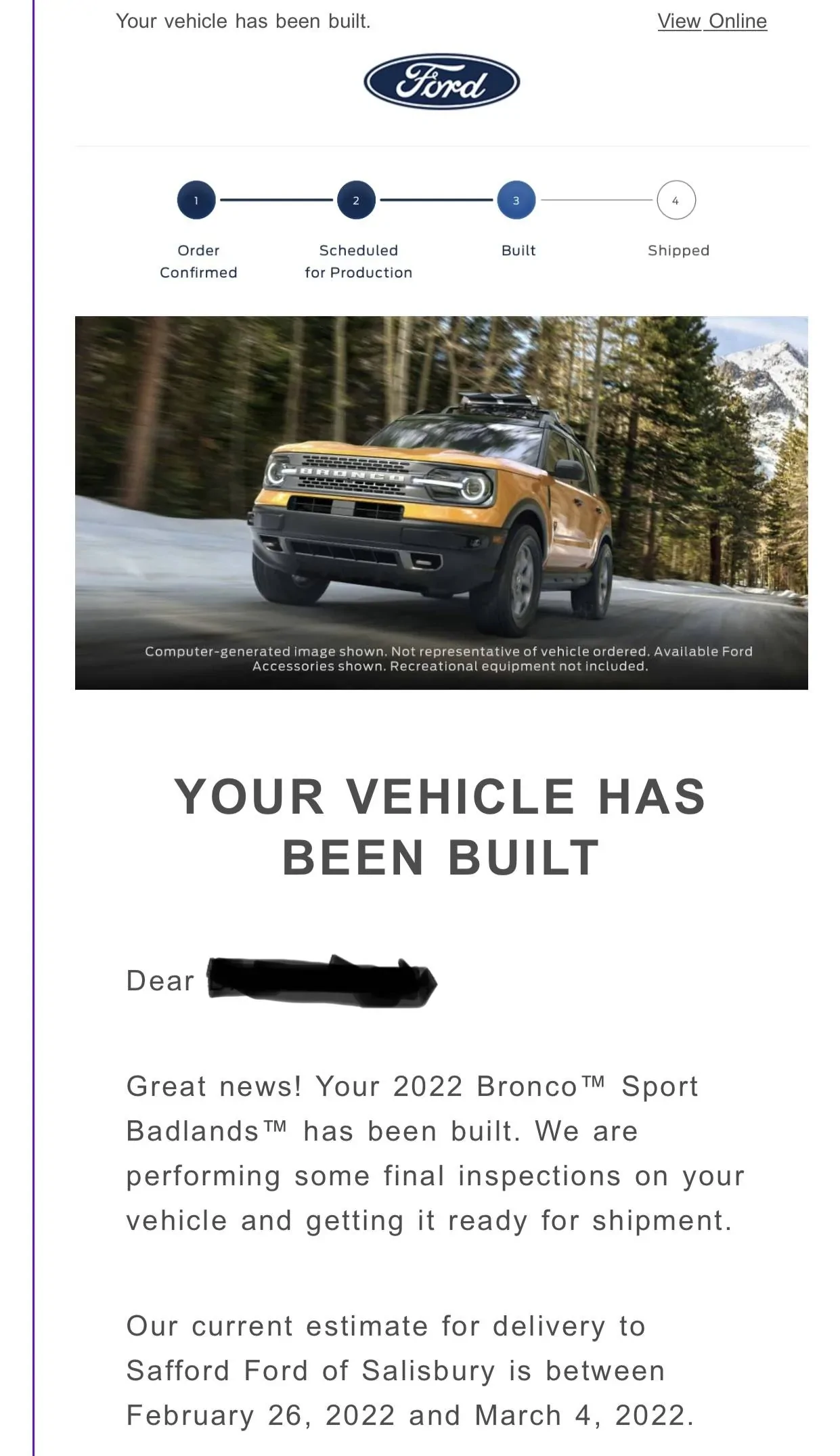 Ford Bronco Sport 1-24 production date 63F7A403-EE55-4EF7-A498-B8A26D4DF075