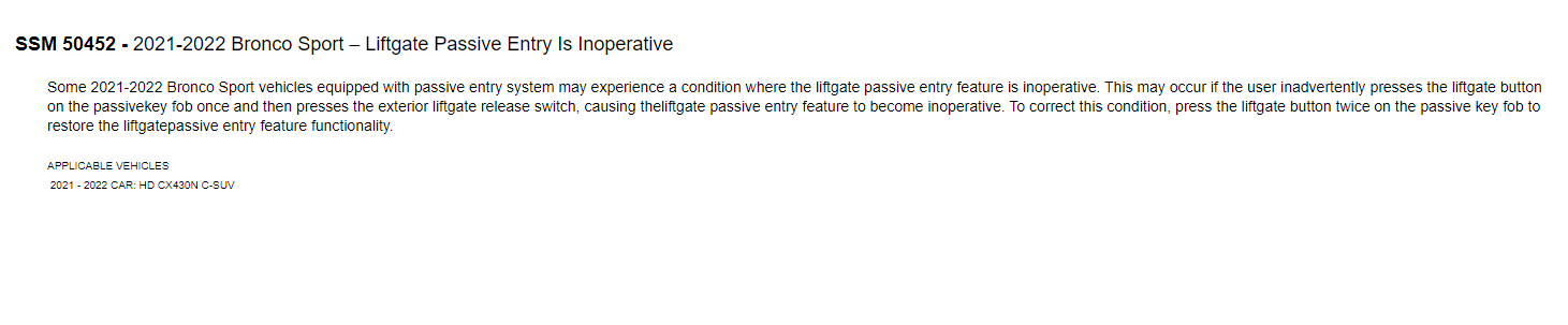 Ford Bronco Sport Rear Liftgate Passive Entry Inoperative broncoliftgate passive entry issue).PNG