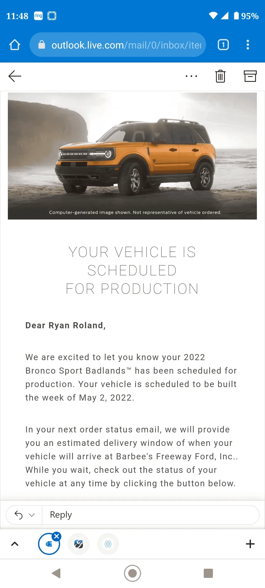 Ford Bronco Sport ⏱ 2022 Bronco Sport Scheduling Next Week (2/14) For Build Weeks 4/4 Through 4/25 Screenshot_20220217-114859