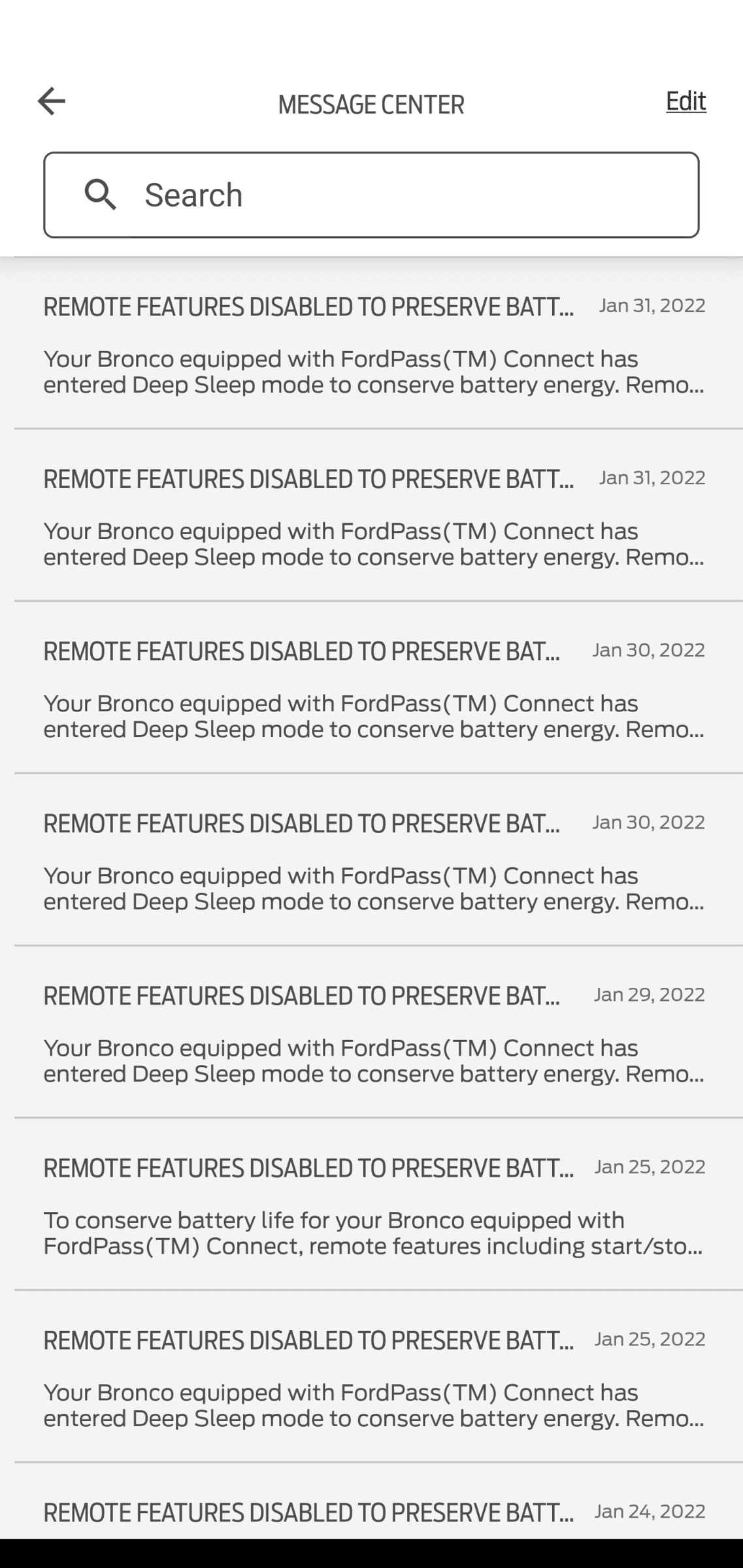 Ford Bronco Sport Remote features disabled Screenshot_20220302-070850
