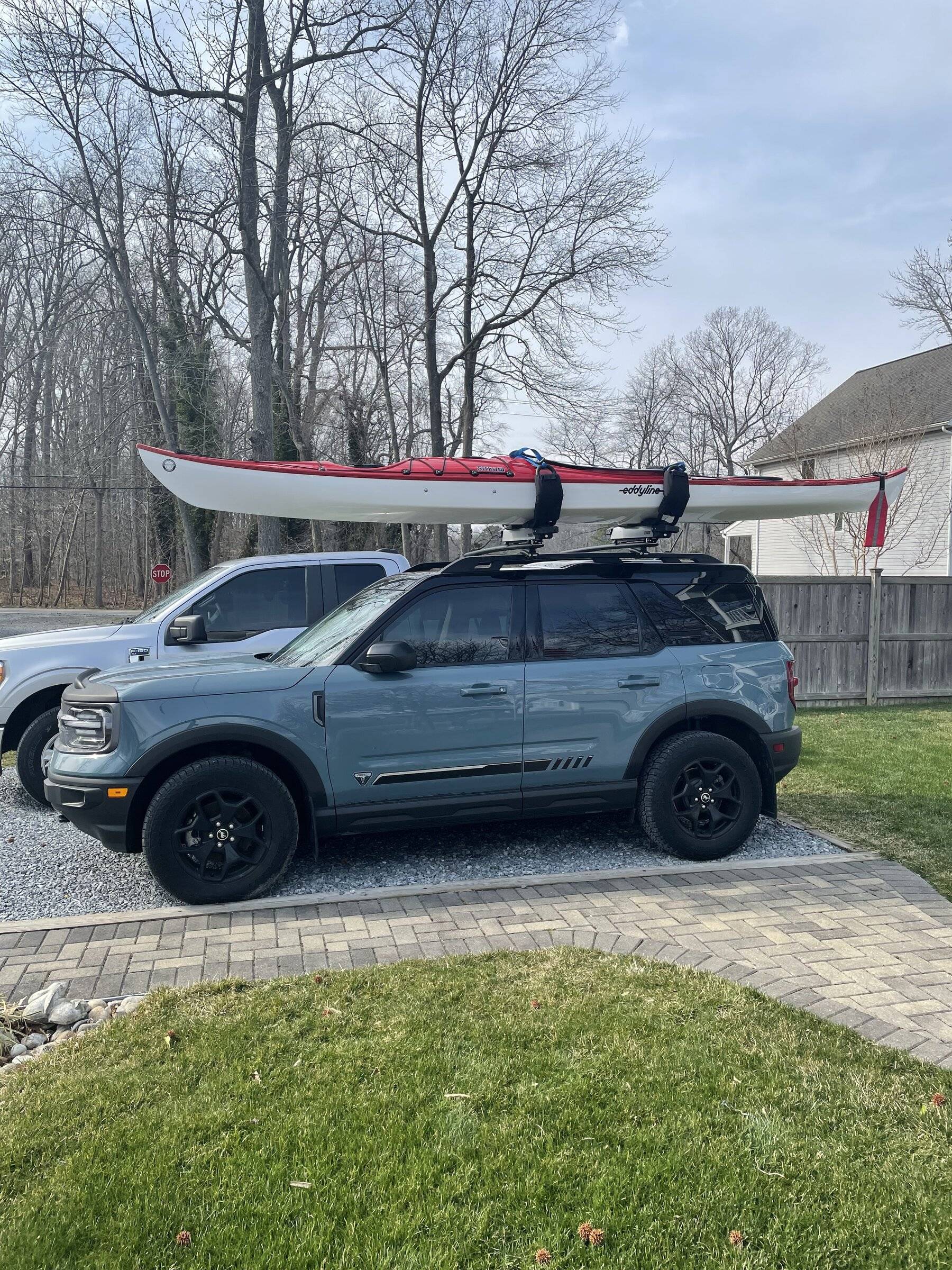 Ford Bronco Sport Thule Hullavator works with 53" cross bars! Sitka XT on top of Sport