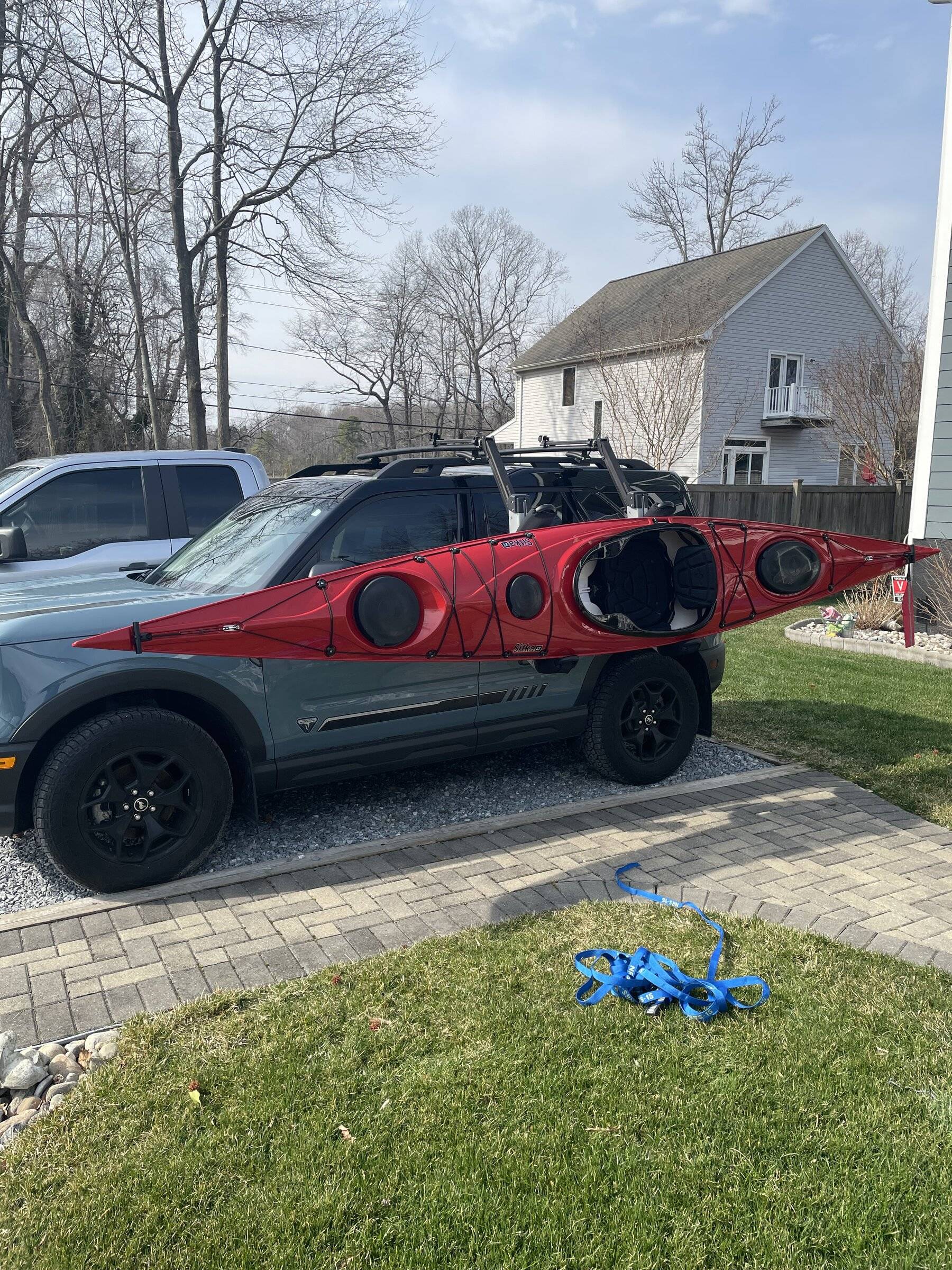 Ford Bronco Sport Thule Hullavator works with 53" cross bars! Sitka XT side view Sport