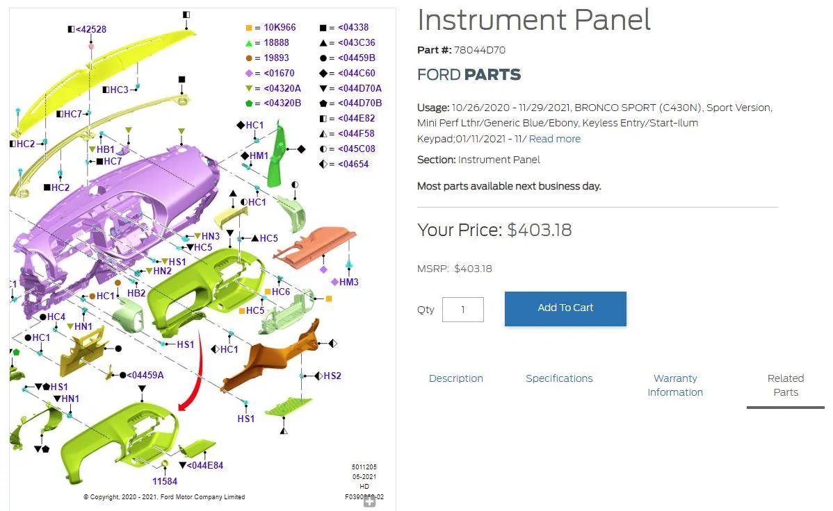 Ford Bronco Sport Interior Trim Pieces Captur
