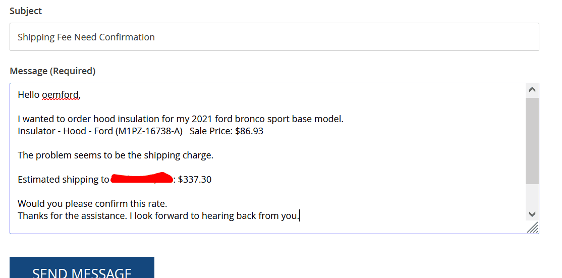 Ford Bronco Sport Need help locating hood insulation pad part 1648000163217