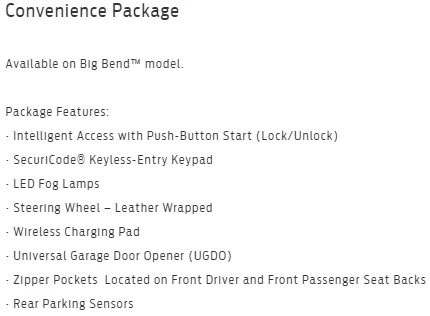 Ford Bronco Sport Question for anyone with the Convenience Package on a 2022 BB? 1648071815301