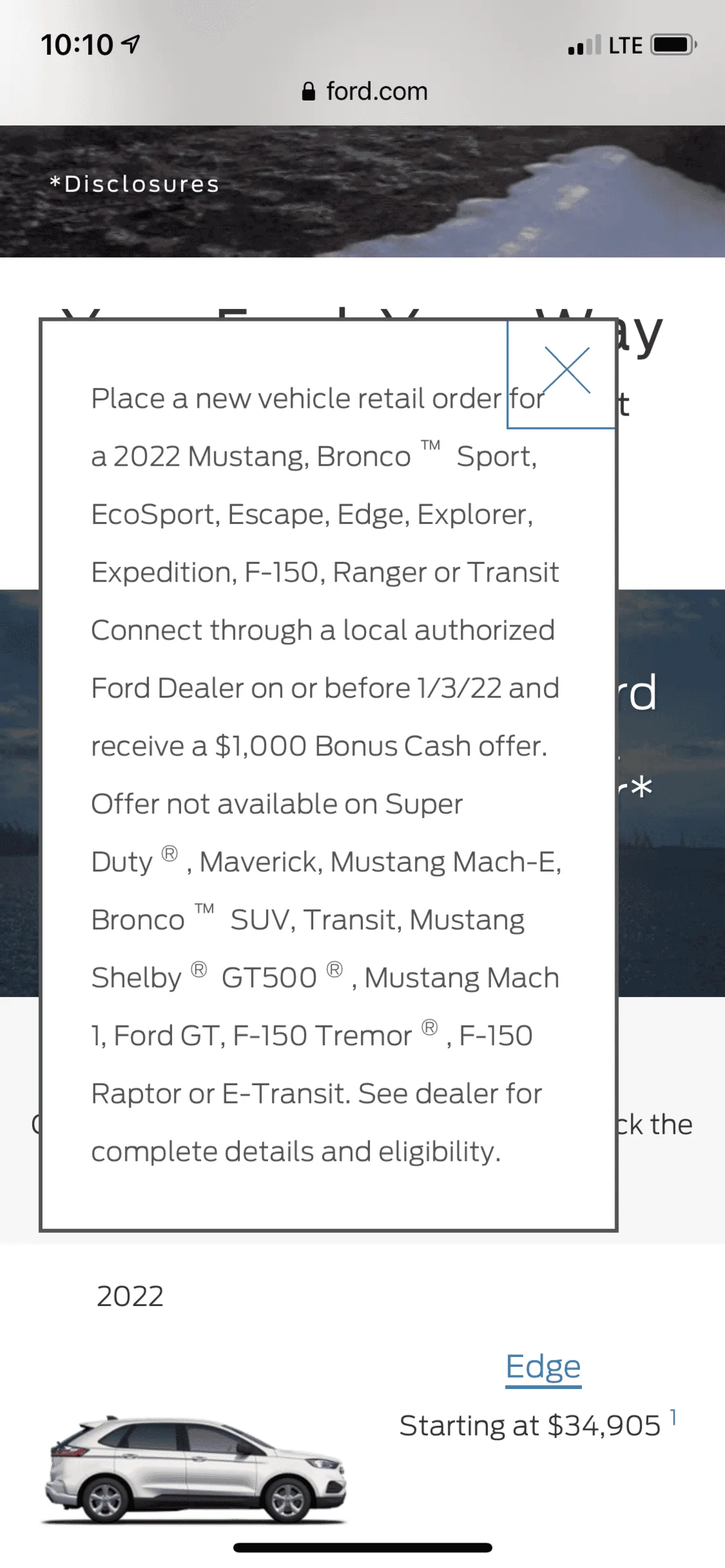 Ford Bronco Sport Picked up BS BL today.  Dealer claimed $1,000 order incentive did NOT apply to Bronco Sport! Ford® Custom Order  Your Ford Your Way