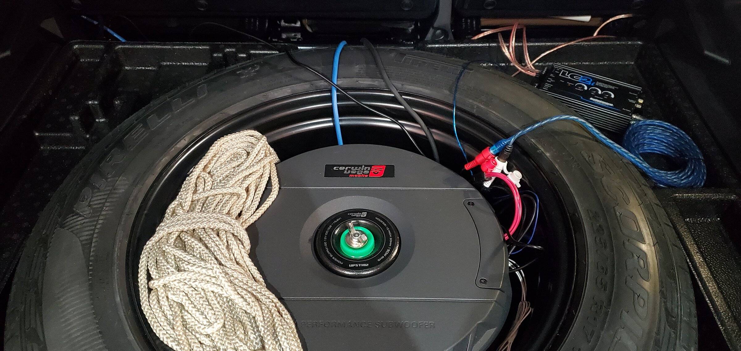 Ford Bronco Sport Cerwin Vega Spare Tire Sub Install 20220329_162237