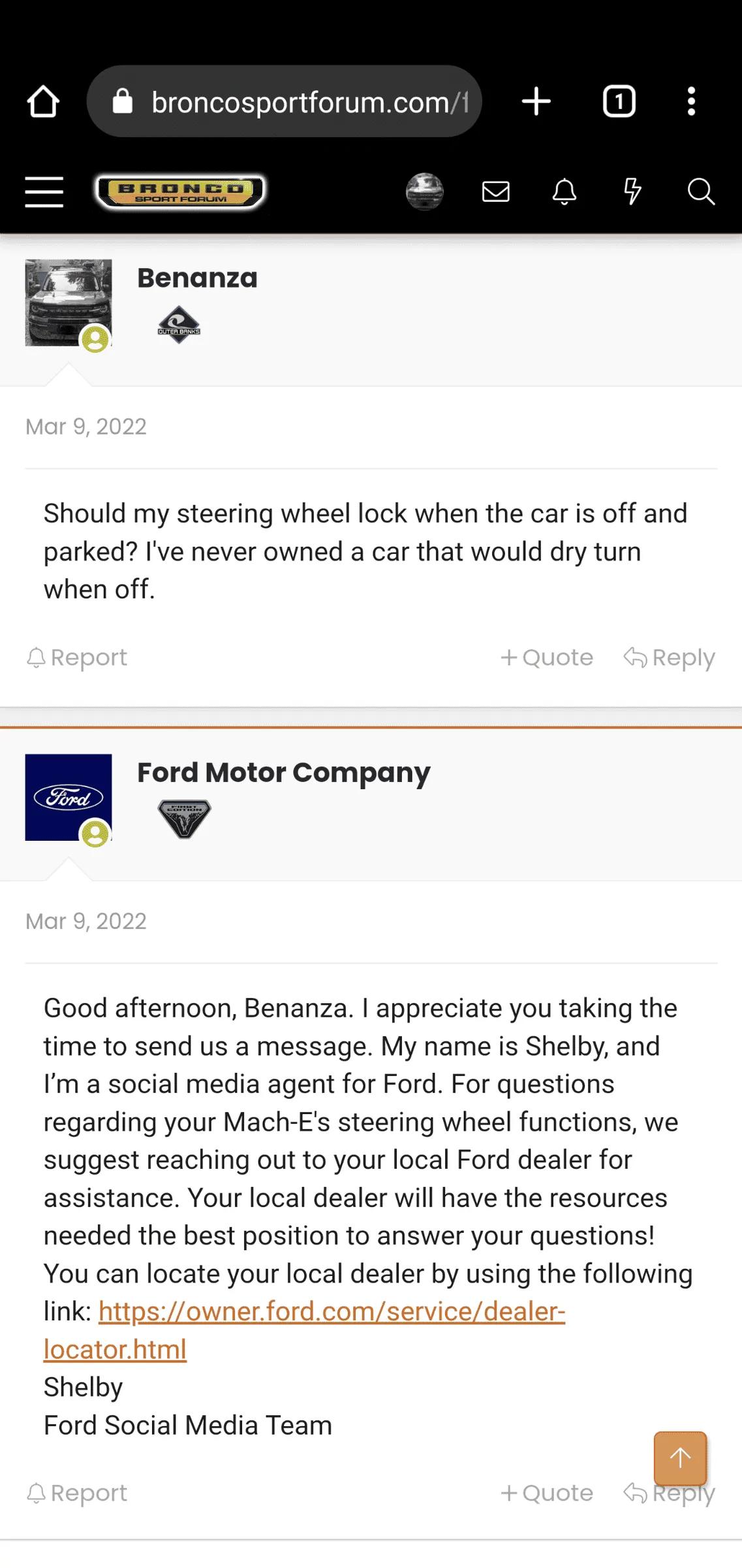 Ford Bronco Sport FoMoCo Forum Rep Assistance. Screenshot_20220508-150705