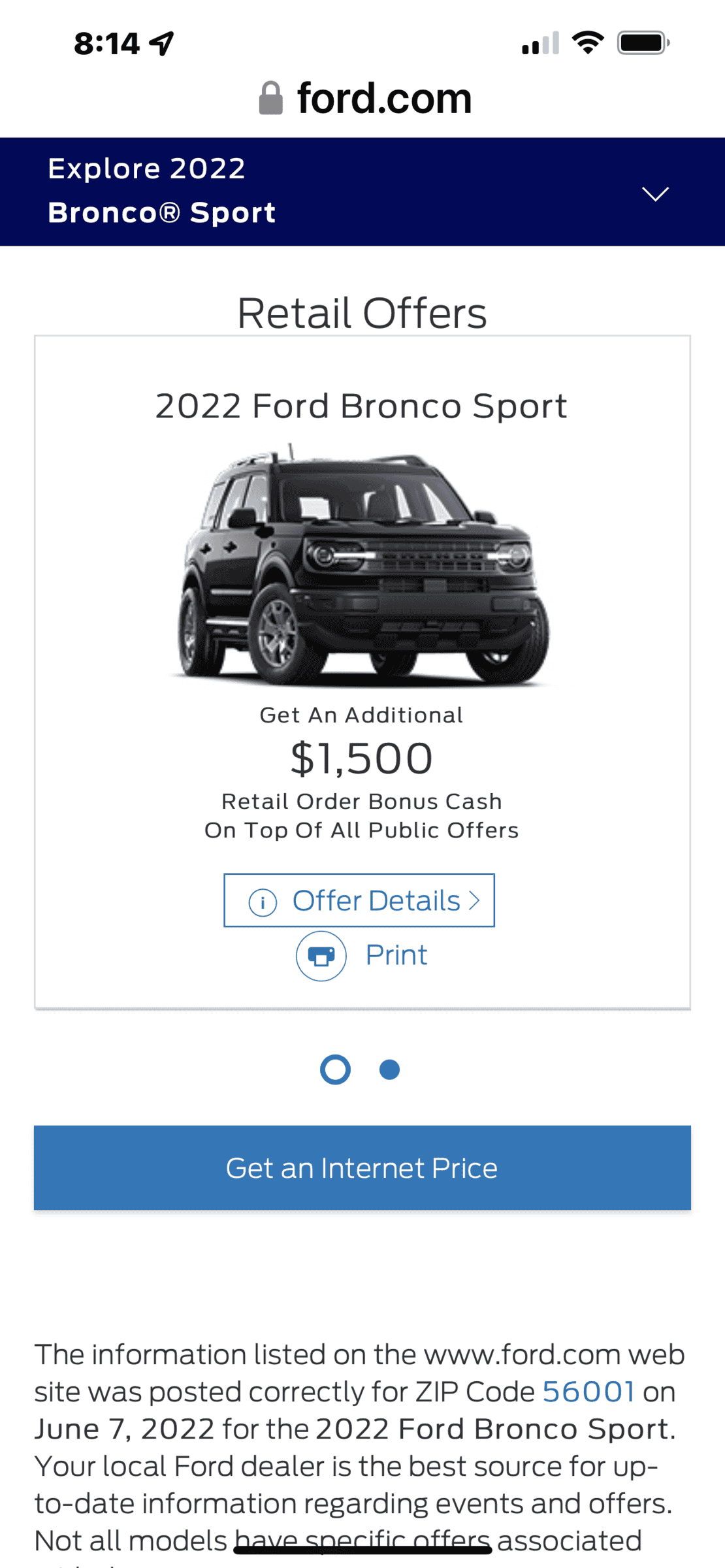 Ford Bronco Sport Picked up BS BL today.  Dealer claimed $1,000 order incentive did NOT apply to Bronco Sport! 41CBAB76-313F-4F6B-B496-09DE03DBF68A