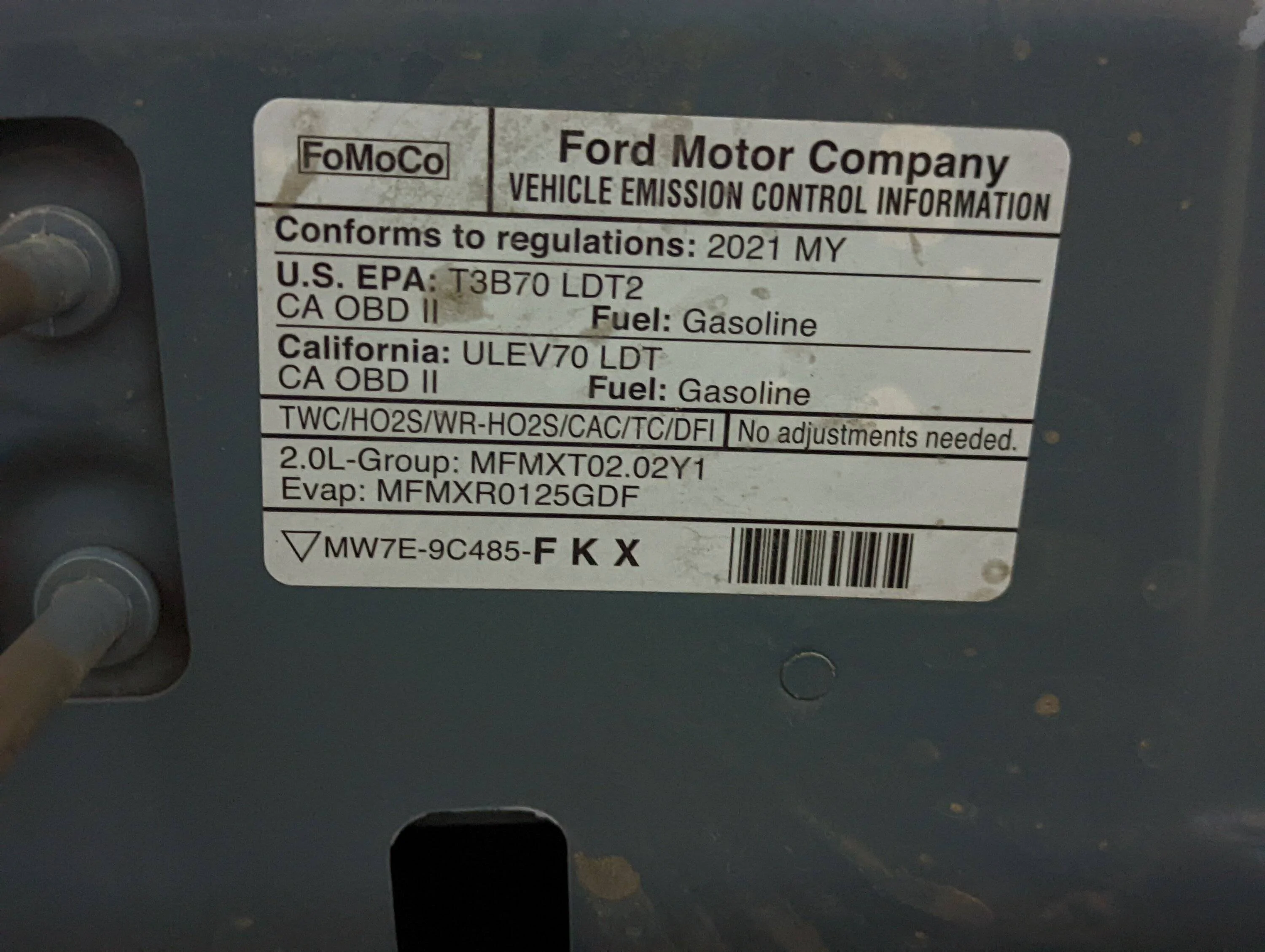 Ford Bronco Sport Can someone help me locate the FMVSS placement? PXL_20220623_020817156
