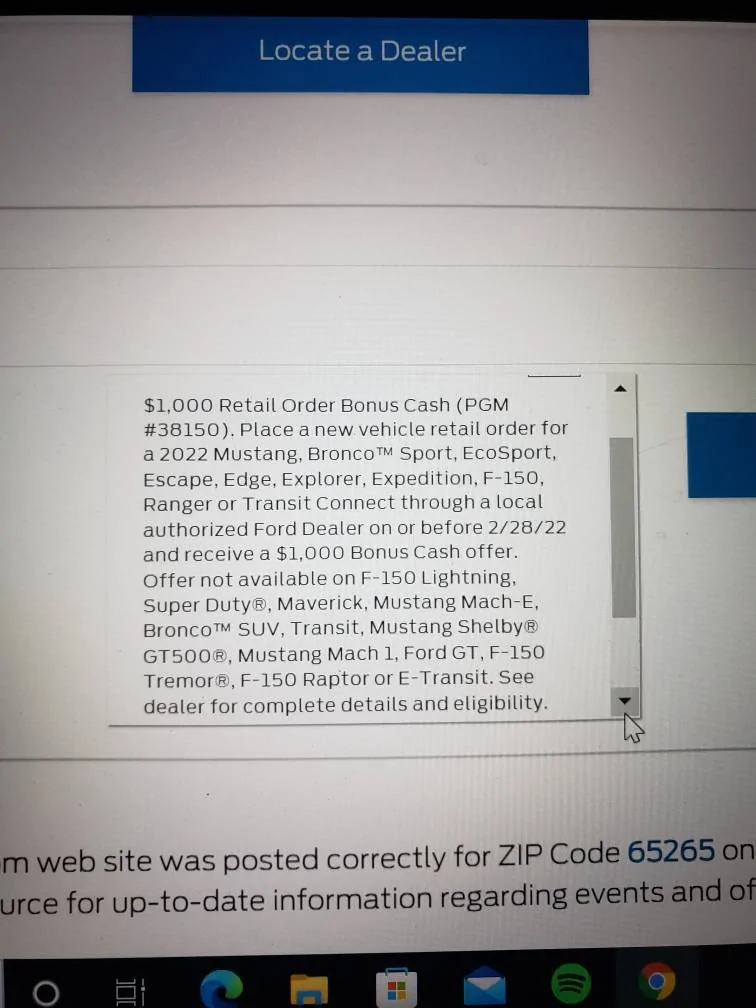 Ford Bronco Sport Picked up BS BL today.  Dealer claimed $1,000 order incentive did NOT apply to Bronco Sport! Resized_20220215_212034