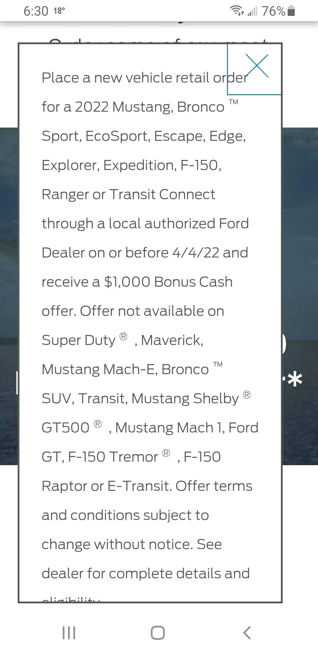Ford Bronco Sport Clarification on 1000$ bonus cash Screenshot_20220223-183046_DuckDuckGo
