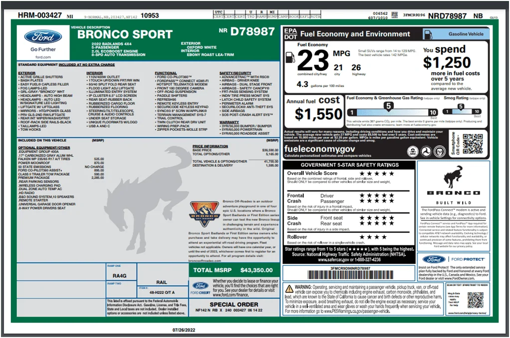 Ford Bronco Sport 2023 Bronco Sport colors from Ford Dealer site (new Atlas Blue & Eruption Green colors) 1658843492922