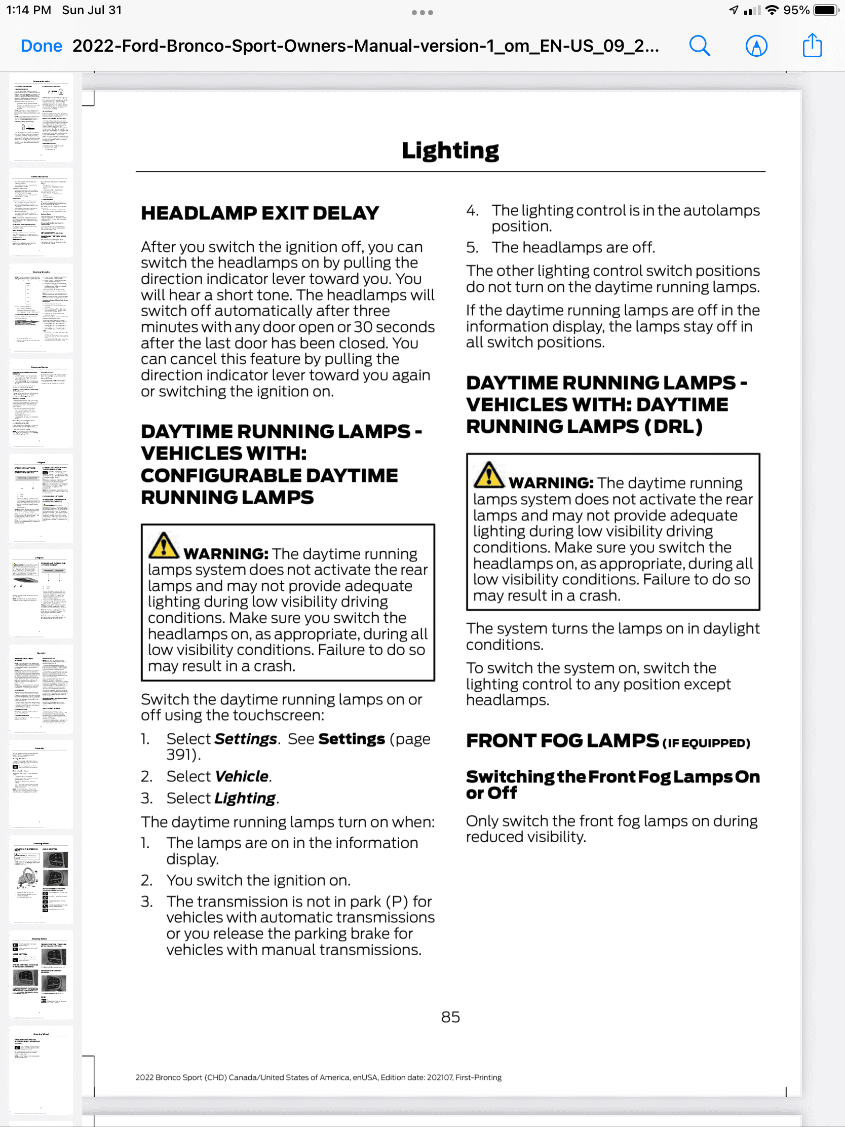 Ford Bronco Sport No daytime running lights 29666A3F-E9E4-49BB-B8C1-A2B5999AED75
