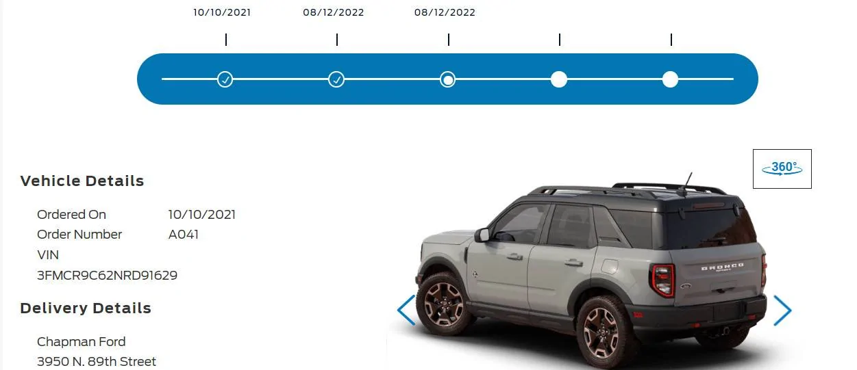 Ford Bronco Sport July 2022 Waiting Room production