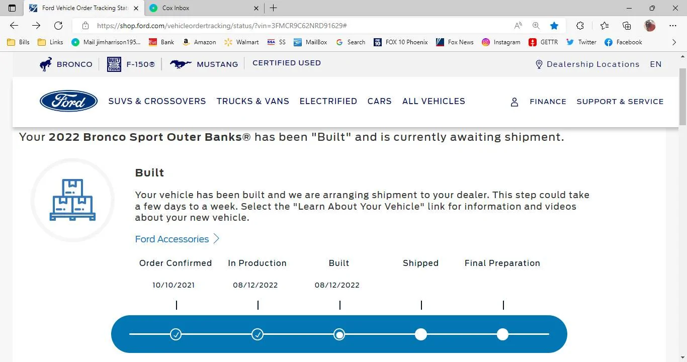 Ford Bronco Sport July 2022 Waiting Room production