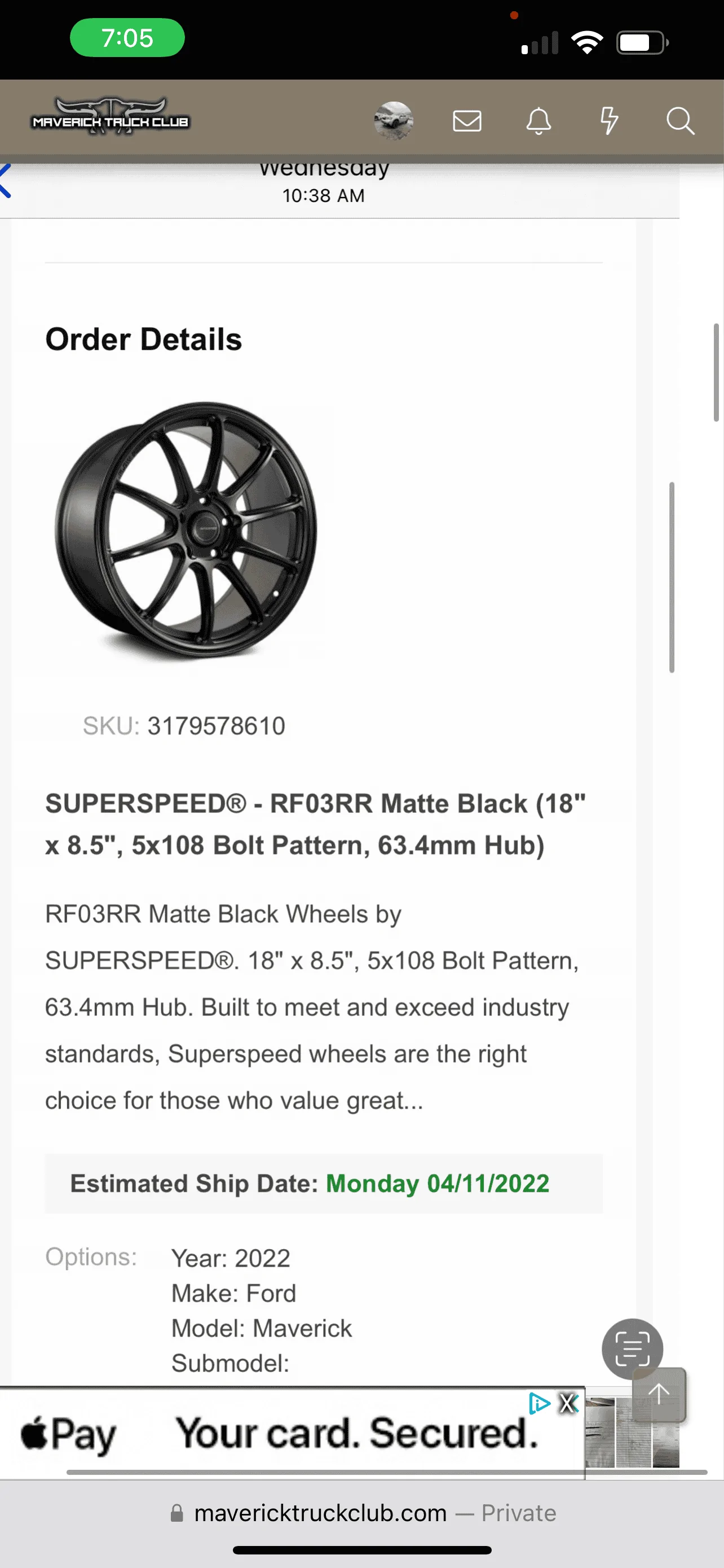 Ford Bronco Sport 18x8.5 SuperSpeed Wheels & Cont Tires 1A30AF5C-7E89-4ABA-A773-61DD1EB20E57