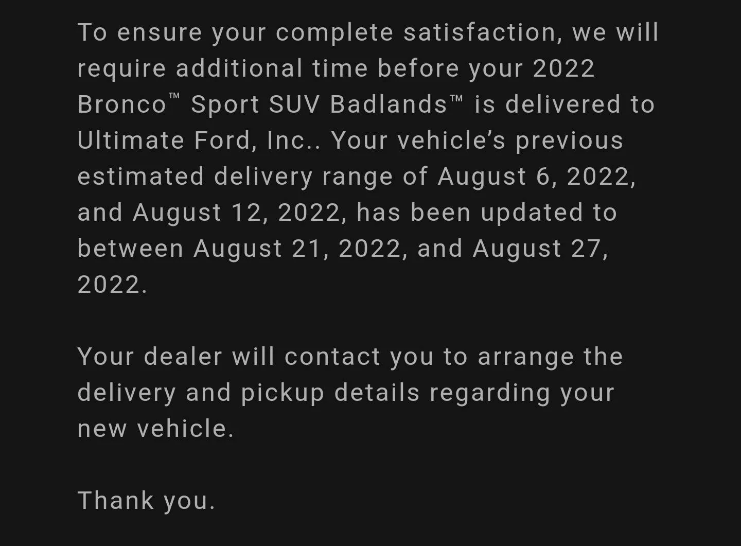 Ford Bronco Sport Waiting room Screenshot_20220816-221519_Outlook
