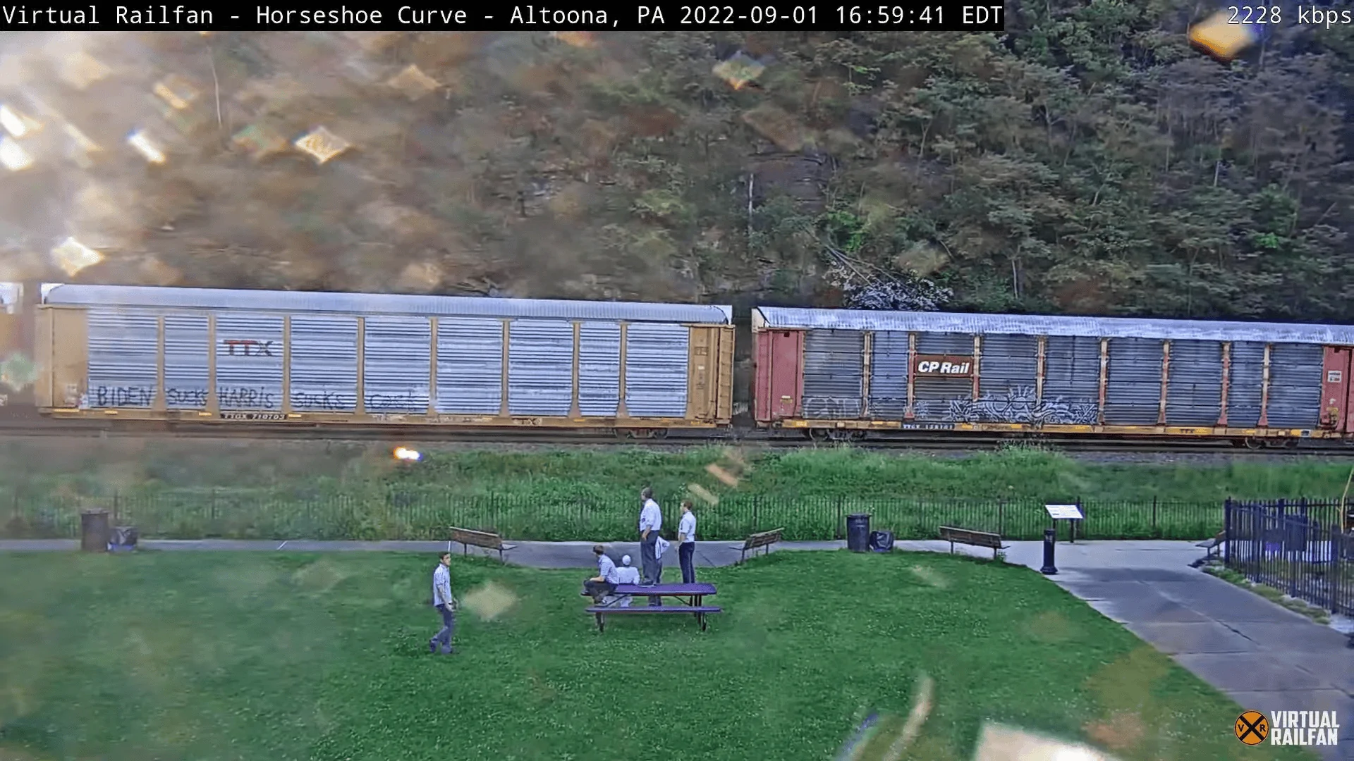 Ford Bronco Sport July 2022 Waiting Room World Famous Horseshoe Curve - Altoona, Pennsylvania, USA _ Virtual Railfan LIVE 4-54-57 scr