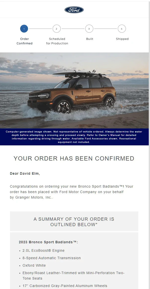 Ford Bronco Sport Done.  Incoming.....someday. EmersonOrder