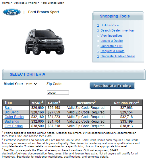 Ford Bronco Sport Bronco Sport is Eligible for A/Z Plan Pricing (Including First Edition) 1596482486818