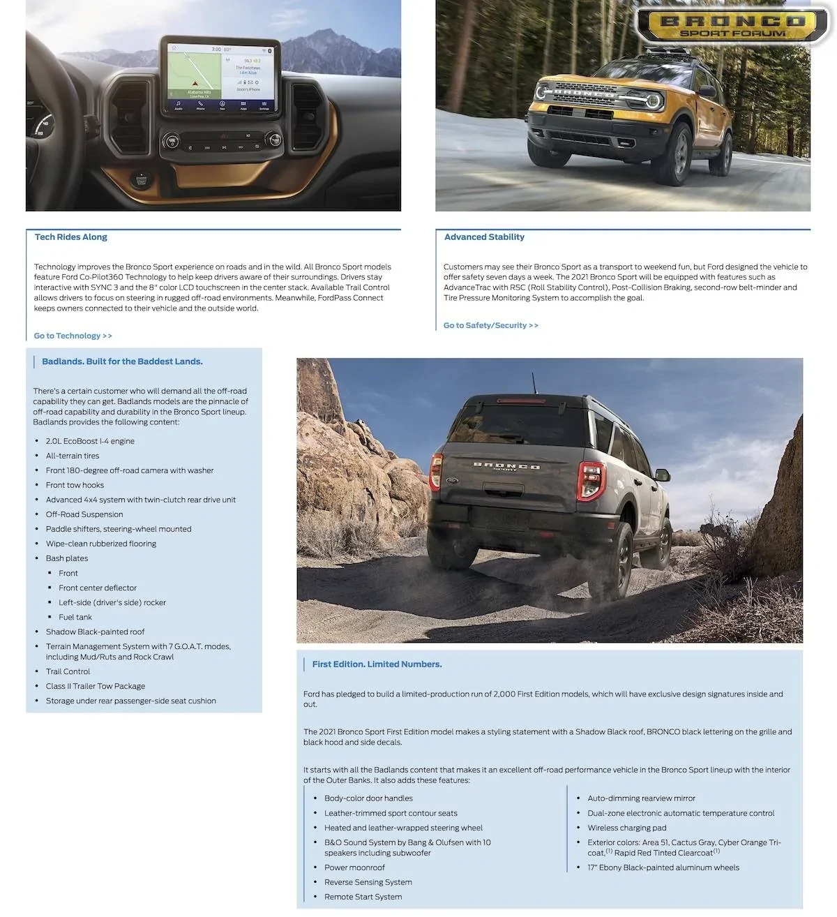 Ford Bronco Sport 2021 Bronco Sport eSourceBook - 85 Pages of Specifications, Packaging/Options, Features And More 2021 Bronco Sport Source Book-2
