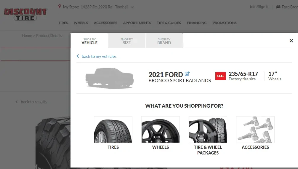 Ford Bronco Sport Tire Options for Bronco Sport with 1" Lift 1599587733386