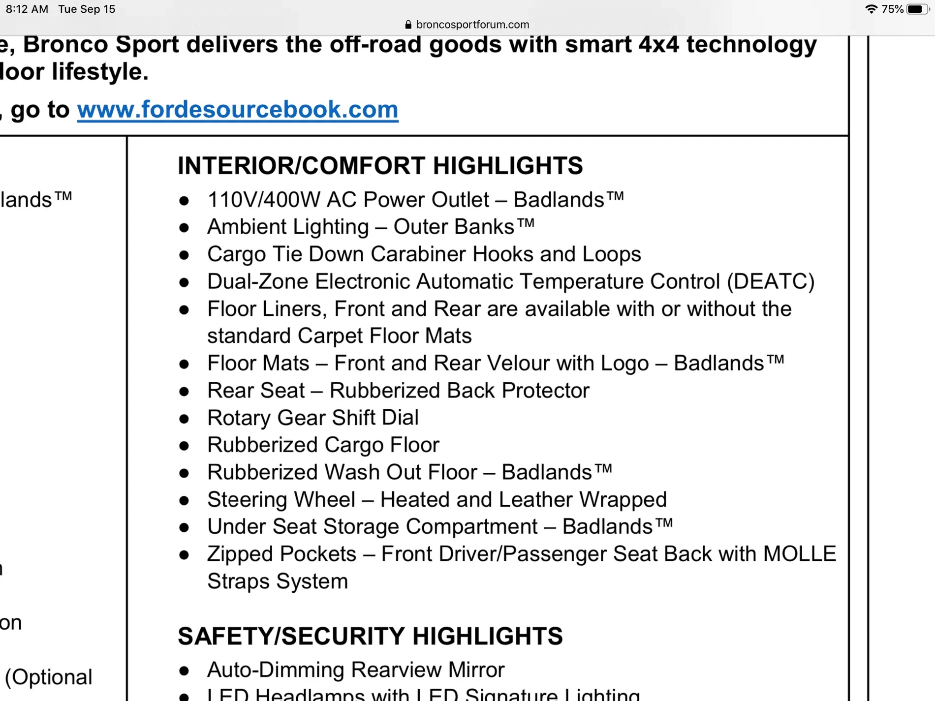 Ford Bronco Sport Front and rear floor Liners (with carpet mats) 058F4367-C646-490D-9DB8-D9956935B322