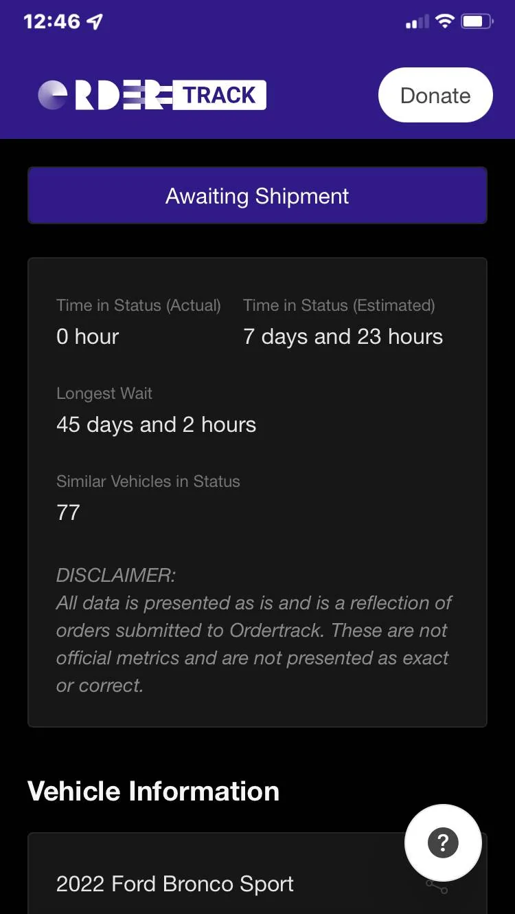 Ford Bronco Sport Stuck "Awaiting Shipment" Waiting Room IMG_4067